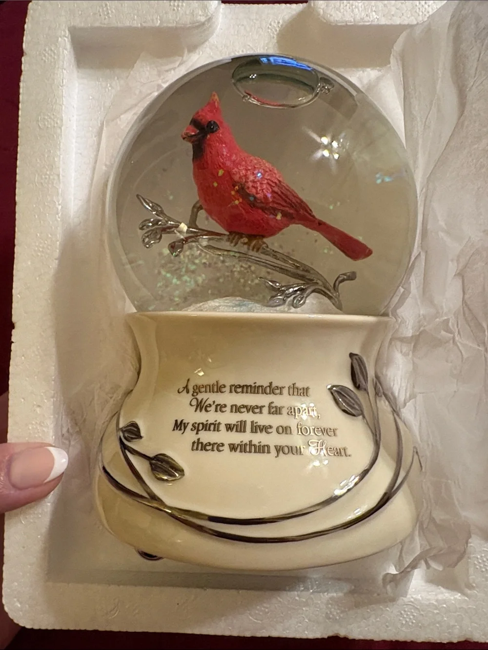 The Bradford Exchange Red Cardinal Memorial Snow Globe Ornament
